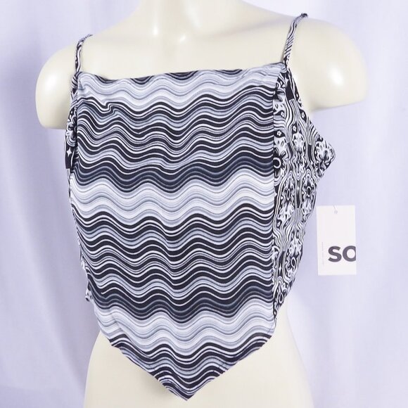 SO Juniors Black & White Bandana Tank Top With Back Tie NWT Size XL - Picture 5 of 7
